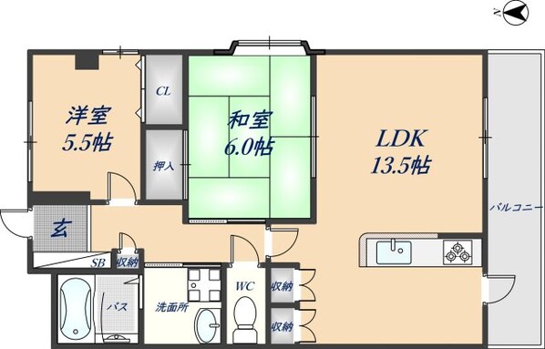 パルティ―ル新石切の物件間取画像